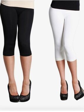 NWT-Nearly Nude 2-Pack Slimming Shapewear Hi Waist Capri Cotton/Spandex Leggings
